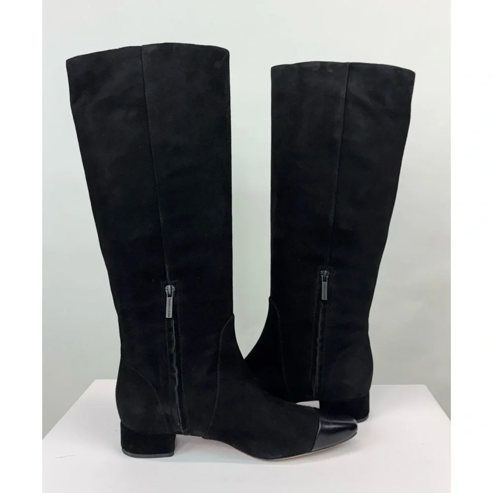 New Veronica Beard Cecile Suede Tall Boot Black Sz 9.5